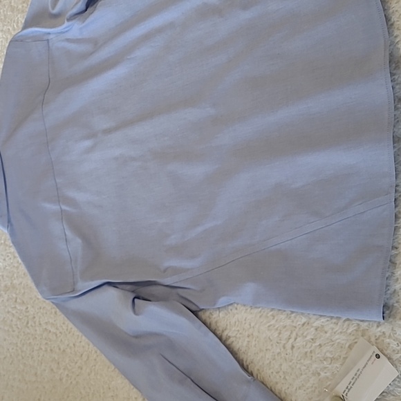 NEW Foxcroft Womens Button Up Shirt Non-Iron Essential Paige 3/4 sleeve Blue 12P - Picture 5 of 10